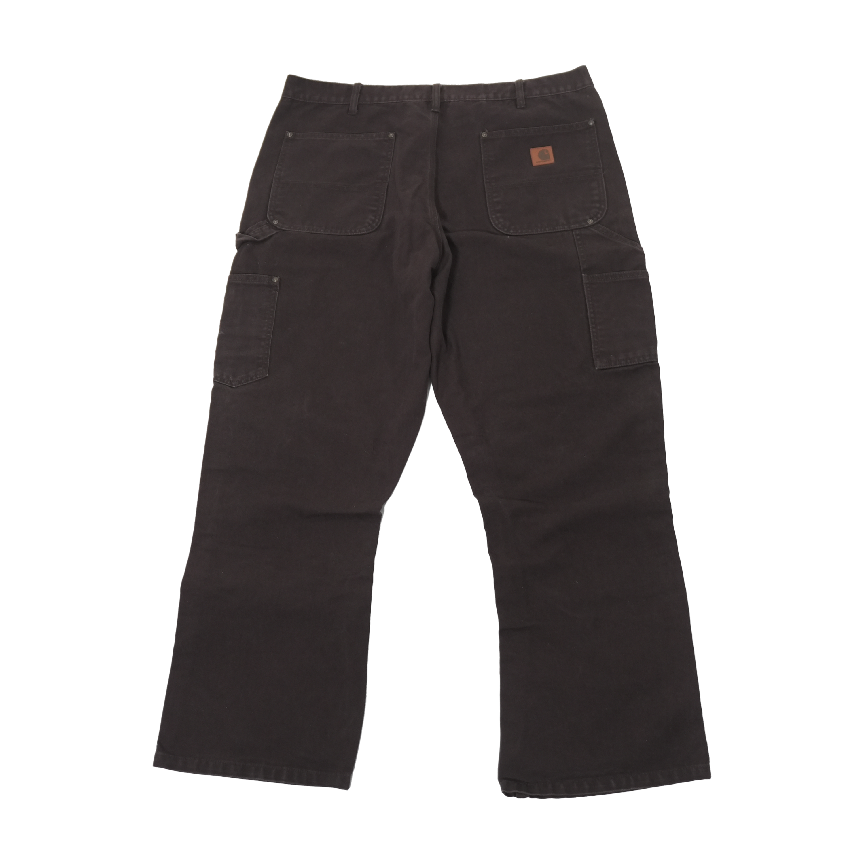 Black Leather Patches Dark Brown Jeans 38 x 30