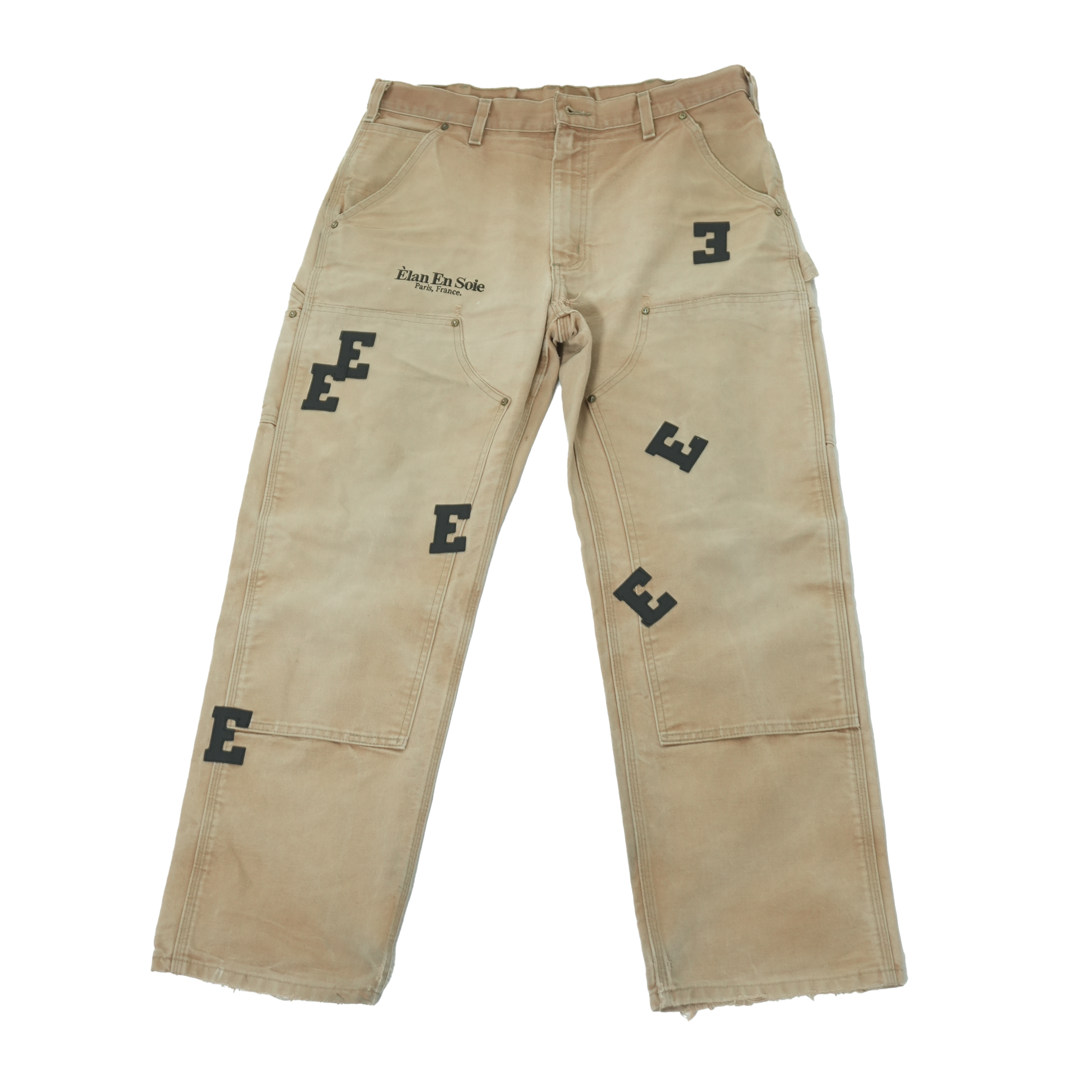 Black Patches Khaki Carpenter Jeans 36 x 30