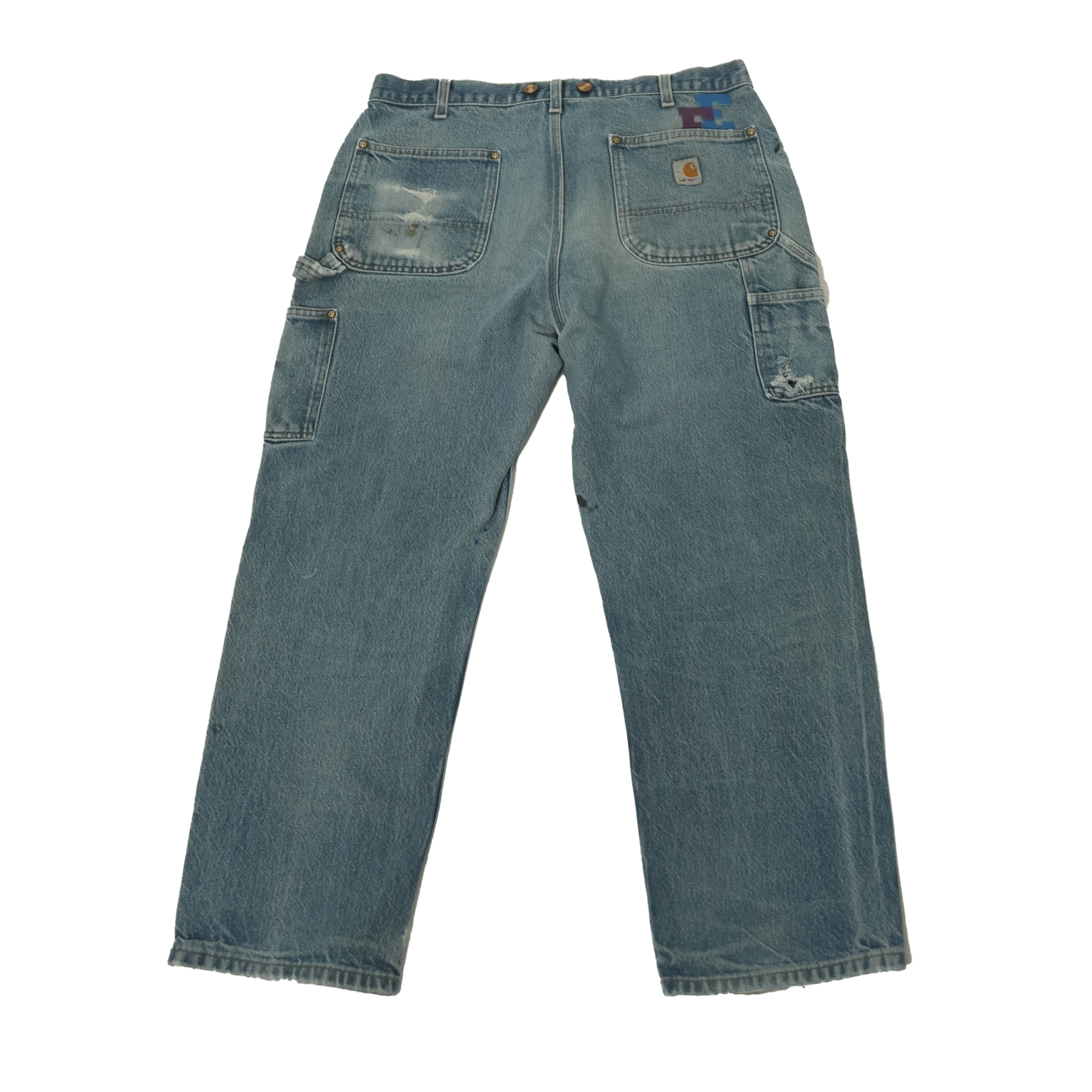 Blue Purple Black Leather Letters Blue Jeans 36 x 30