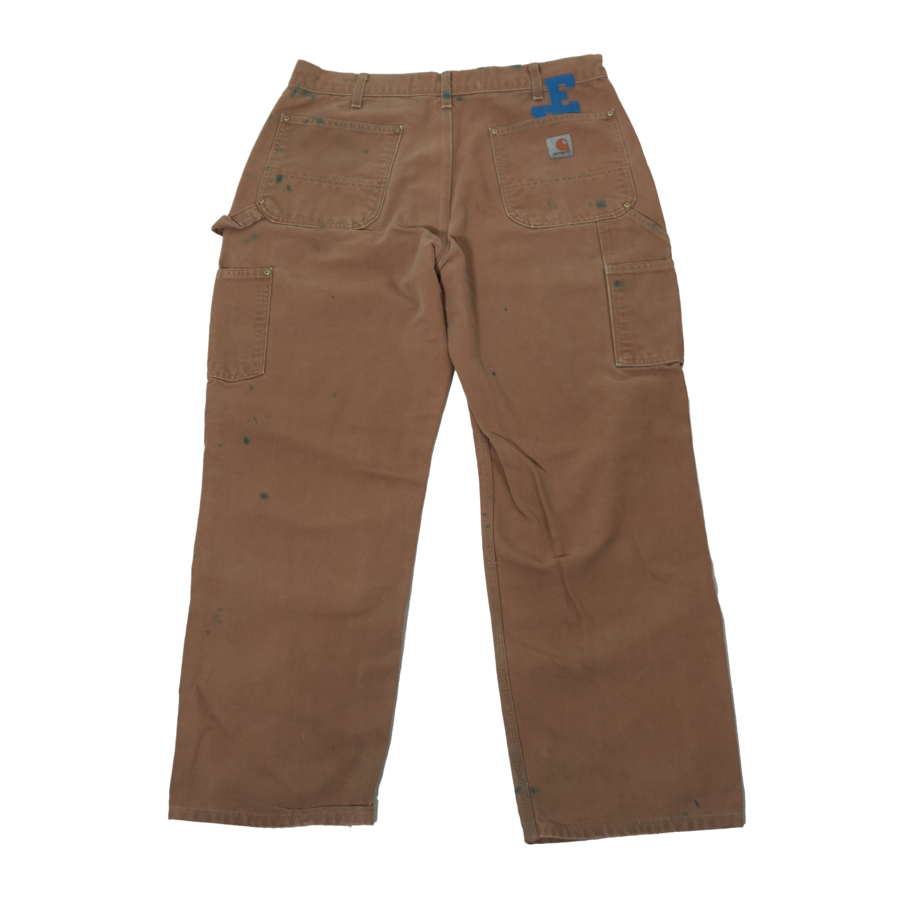 Blue Letter Leather Distressed Dark Khaki Jeans 36 x 30