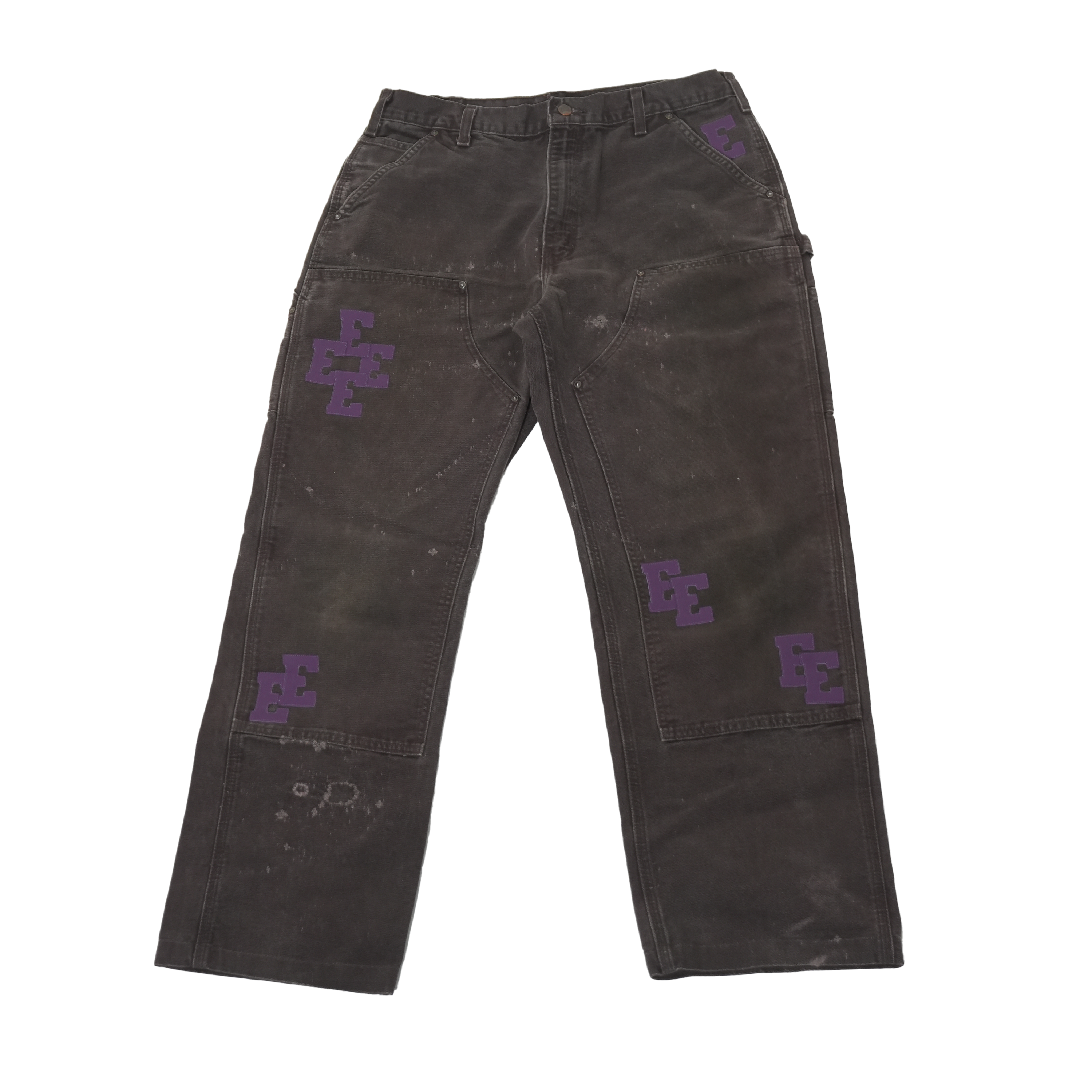 Purple Leather Letters Dark Brown Jeans 36 x 34