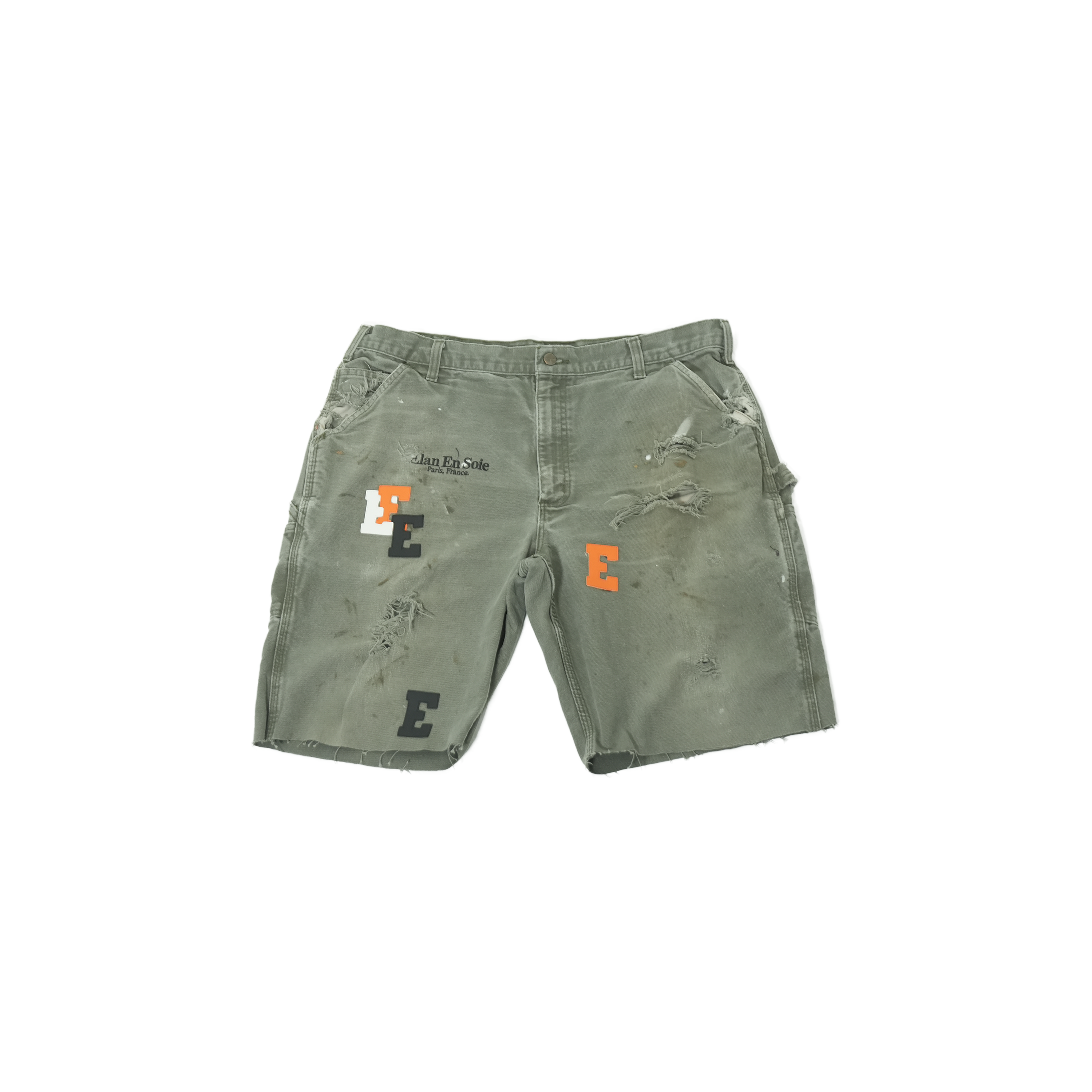 Orange Black & White Green Shorts 38