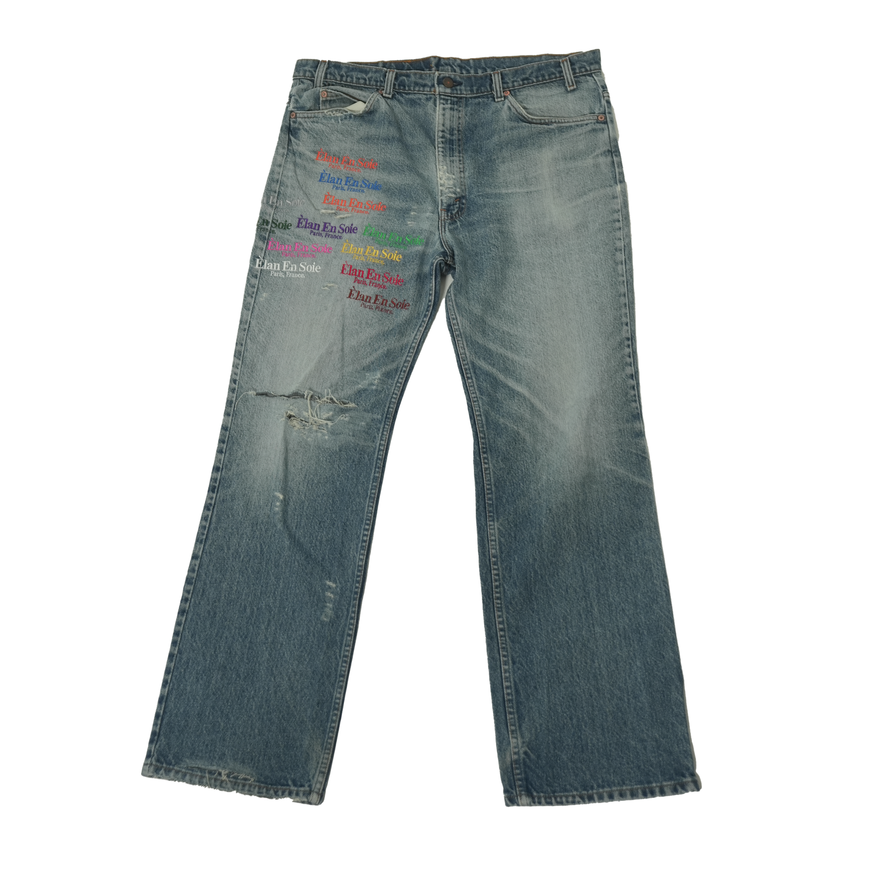 Rainbow Embroidered Dark Wash Jeans 40 x 32